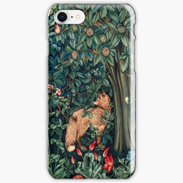 GREENERY, FOREST ANIMALS Fox and Hares Blue Green Floral Tapestry iPhone Snap Case