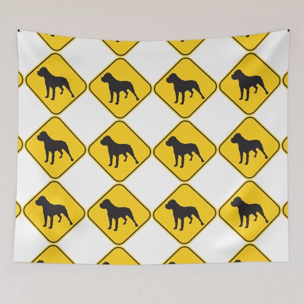 Item preview, Dog: Pitbull crossing/caution road sign! designed and sold by ArtBart.