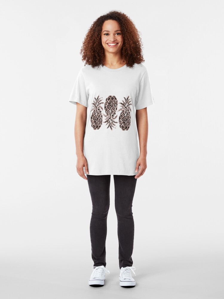 Alternate view of Gold Pineapples on Mustard yellow Slim Fit T-Shirt