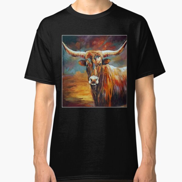 Texas Longhorn Cattle - Texas Longhorn Cow - Cow Painting - Cow Gift - Gift For Cow Lovers Classic T-Shirt