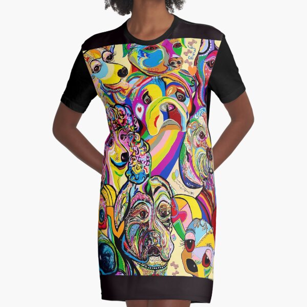 Dogs, Dogs, DOGS! Graphic T-Shirt Dress