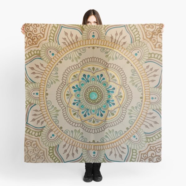 Handpainted Mandala Teal Pop Scarf