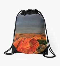 Writing on Stone at Sunset Drawstring Bag