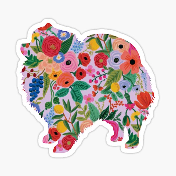 Pomeranian -- Dog Cute Colorful Floral Sticker