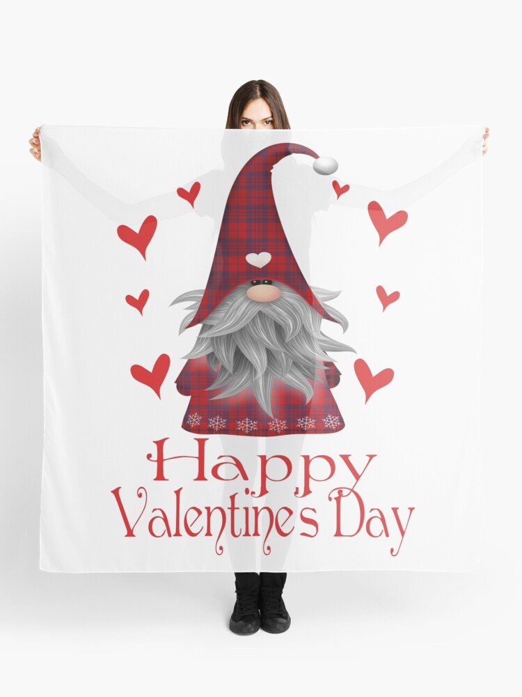 Download Happy Valentine S Day Gnome Plaid T Shirt And Accessories Cute Heart Gifts Cute Garden Gnome Valentine Shirt Scarf By Magraphx Redbubble