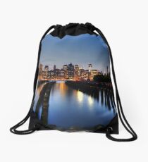 Blue Manhattan Drawstring Bag