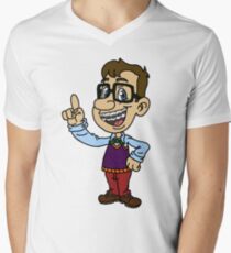 Cartoon Nerd Men's V-Neck T-Shirt