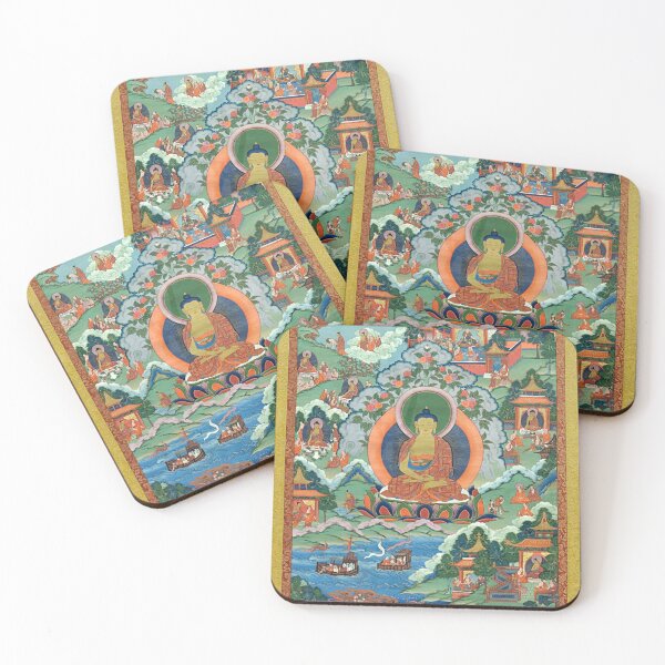 Item preview, Thanka with Buddha (Restored Tibetan Artwork) designed and sold by PromoteProgress.