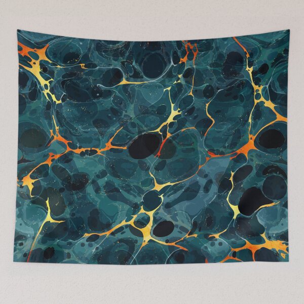 Item preview, Abstract Painting - Marbling art 06- Fluid Painting - Blue, Gold Abstract - Modern Abstract designed and sold by Studio Grafiikka.