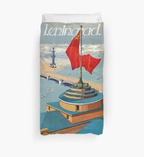 Leningrad Vintage Travel Poster Restored Duvet Cover