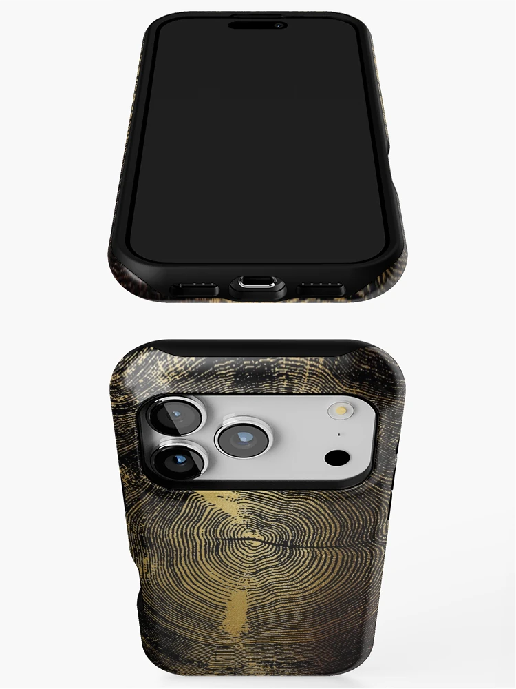 Thumbnail 3 of 4, iPhone Case, Golden Tree Rings designed and sold by AlexVDesign.