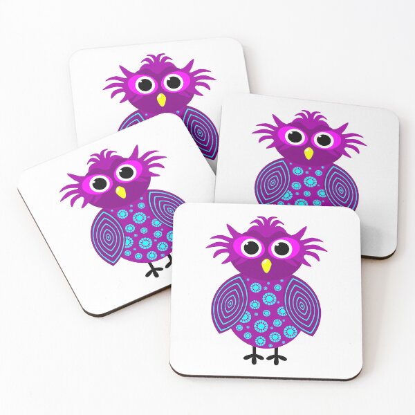 Item preview, Cute Purple Owl with Aqua Patterns on White designed and sold by Karen McFarland.