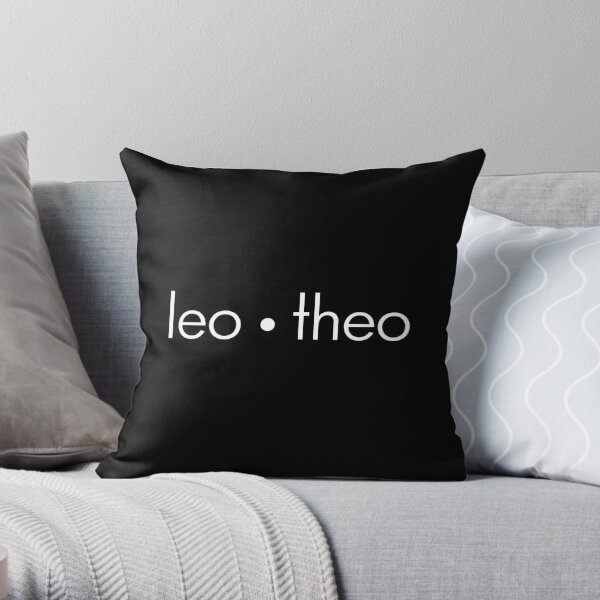 Leo Theo Black Logo Label Brand  Throw Pillow