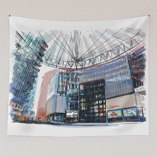 Item preview, Coloured Sketch of Potsdamer Platz | Plaza in Berlin, Germany Posters, Stickers, T-Shirts and Gifts designed and sold by Miscellaneous Co..