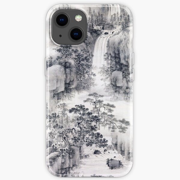 Landscape with Waterfall (Restored Japanese Artwork) iPhone Soft Case