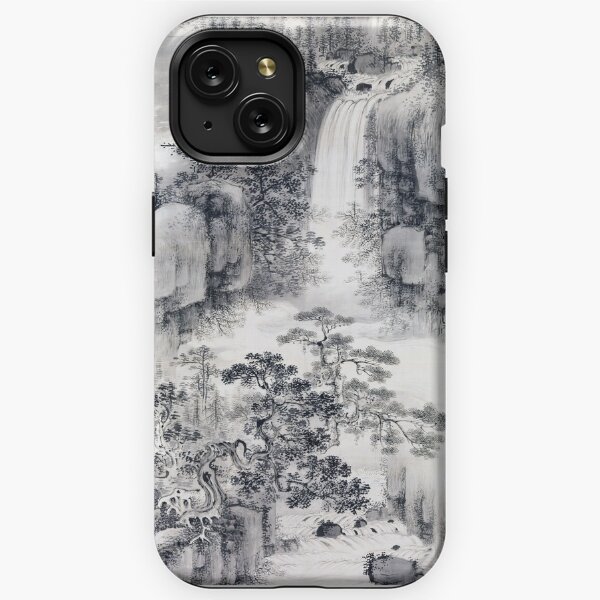 Black and White Cute Carp Oil Painting Phone Case for iPhone 15