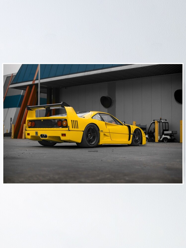 Yellow Ferrari F40 Competizione Poster