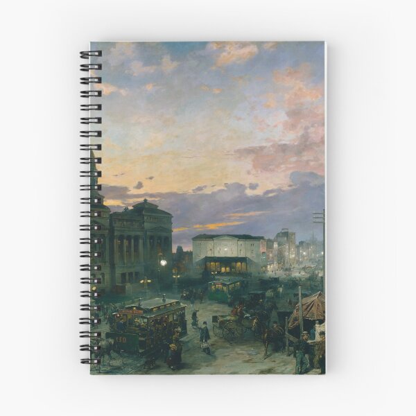 Artikelvorschau, Washington Street, Indianapolis in der Abenddämmerung von Theodor Groll (1892) entworfen und verkauft von allhistory.