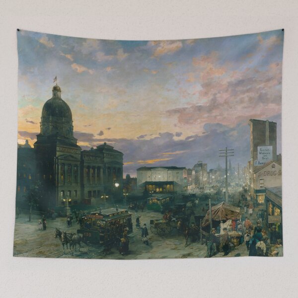Item preview, Washington Street, Indianapolis at Dusk by Theodor Groll (1892) designed and sold by allhistory.