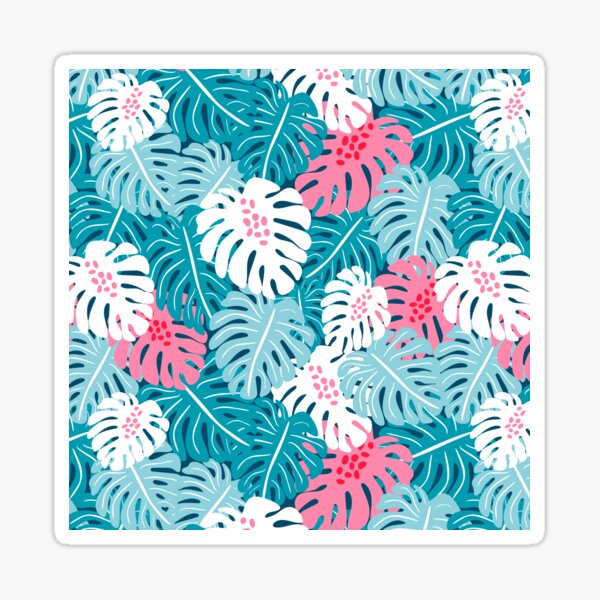 Vista previa del artículo con la obra «Hojas de monstera tropical - frambuesa / verde azulado», diseñado y vendido por vivdesign.
