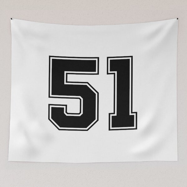 Item preview, 51 American Football Classic Vintage Sport Jersey Number in black number on white background for american football, baseball or basketball designed and sold by Marcin Adrian.
