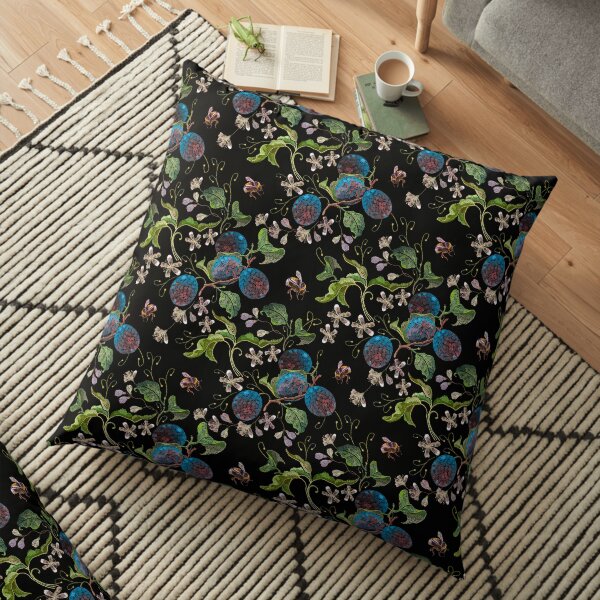 Plum and flowers Floor Pillow