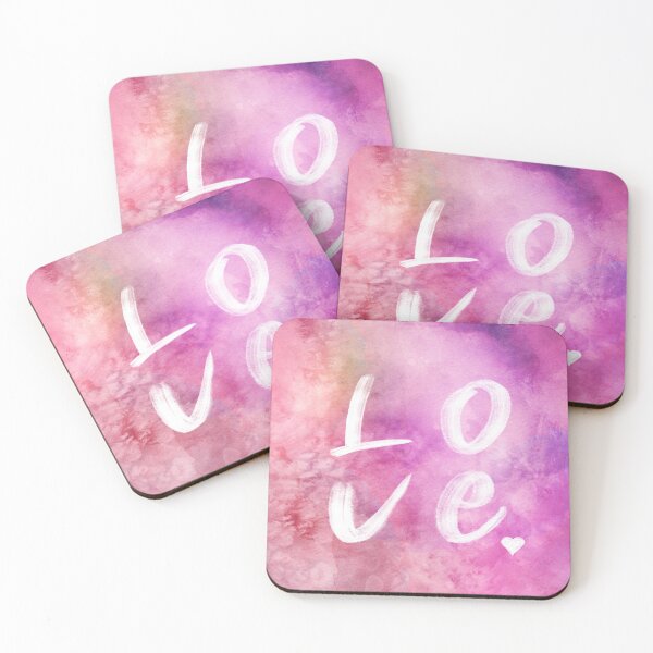 Item preview, Love watercolor in a pink square designed and sold by Delphimages Art.