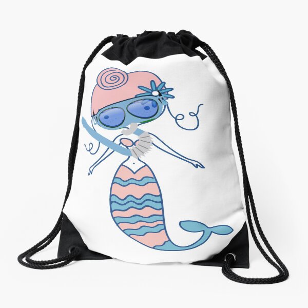 Mermaid mermaid with snorkel Drawstring Bag