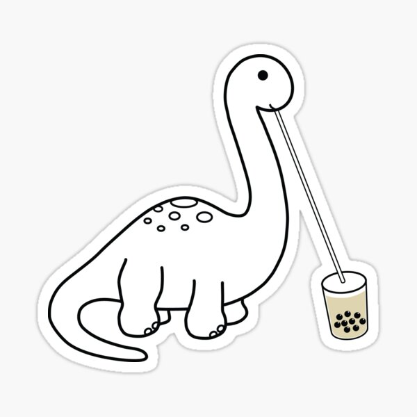 Item preview, Brontosaurus Dinosaur Drinking Boba Milk Tea designed and sold by bobalogy.