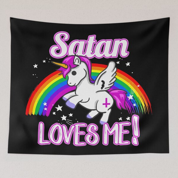 Item preview, Satan Loves Me - Unicorn Rainbow Religion Cross designed and sold by anziehend.