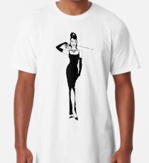 Audrey Hepburn Posing Artwork, Smoking with Cat, Jewelry, Posters, Prints, Tshirts, Men, Women, Kids Long T-Shirt