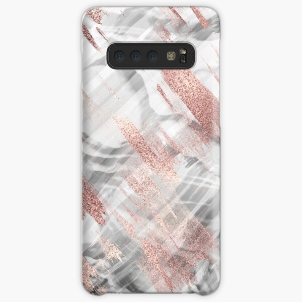 Modern Rose Gold Black White Brushstrokes Samsung Galaxy Snap Case