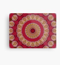 Red Gold Yellow rosettes Mandala Metal Print