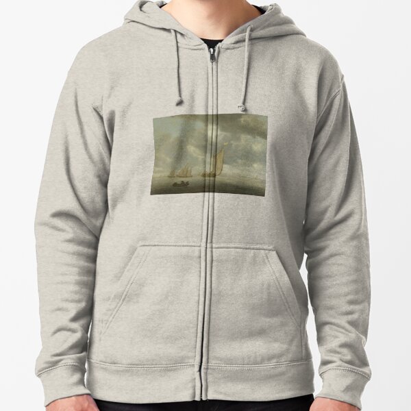 Sailing Ships on Wide Inland Water by Salomon van Ruysdael Zipped Hoodie