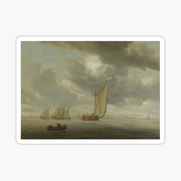 Sailing Ships on Wide Inland Water by Salomon van Ruysdael Sticker