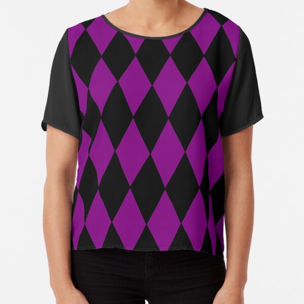 harlequin diamonds black purple Chiffon Top