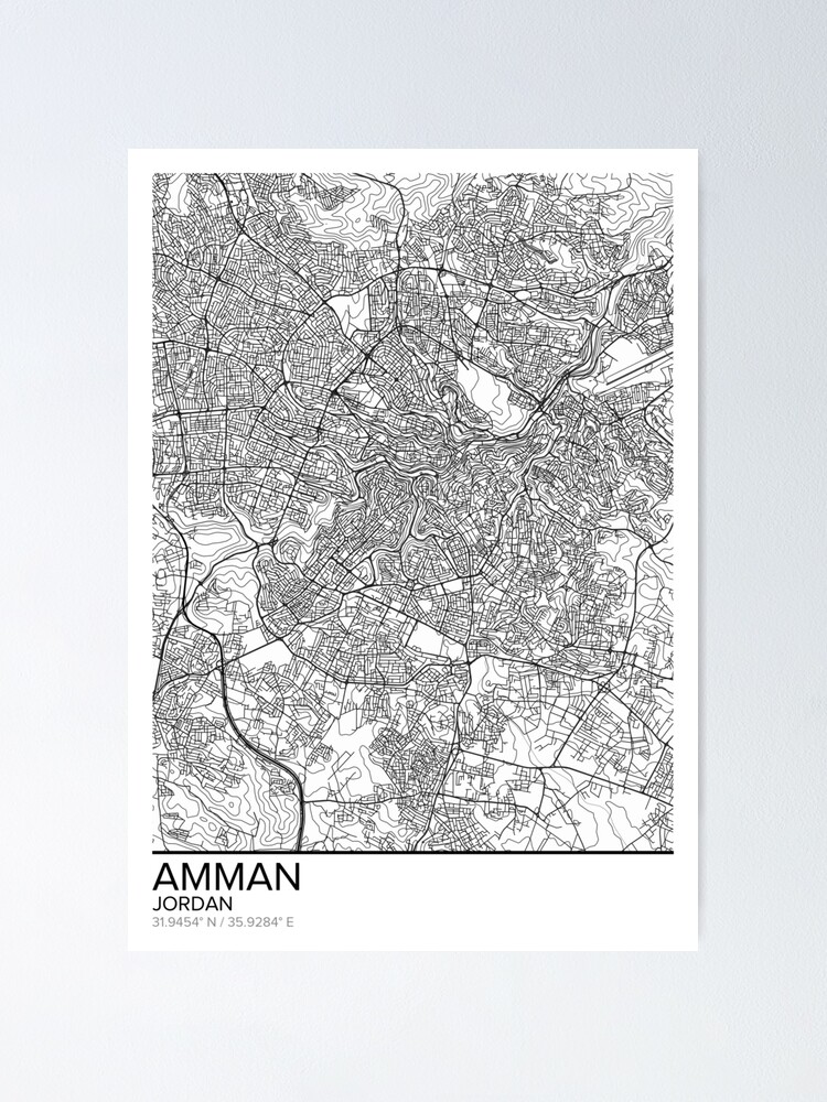 "Amman Karte Poster drucken Wandkunst, Jordanien Geschenk zum