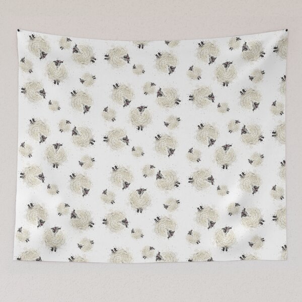 Item preview, Fuzzy Sheep with Floral headdress - print designed and sold by B-ARTIZAN.