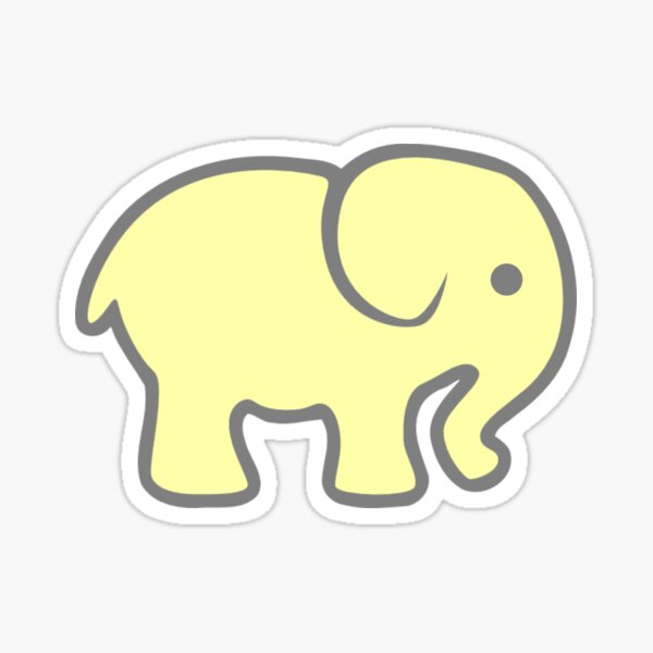 Vista previa del artículo con la obra «Elefante amarillo», diseñado y vendido por Stickerdepo.