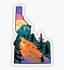 Flyfishing Idaho River Mountain Sunset Art Sticker