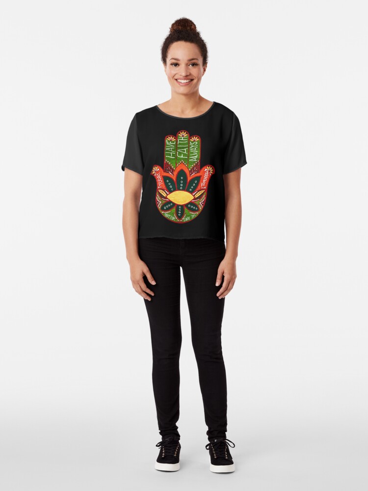 Alternate view of Have faith hand of fatima Chiffon Top