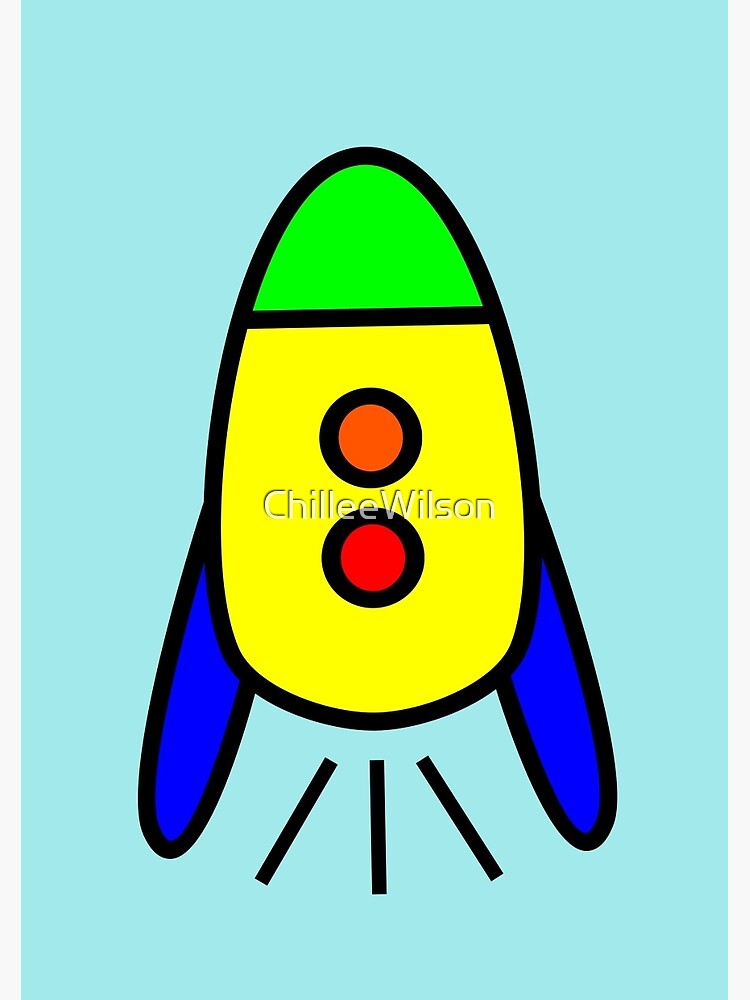 "Cartoon Rocket Ship by Chillee Wilson" Spiral Notebook by