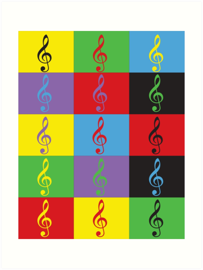 Pop Art Treble Clef Colorful Art Print By Valeriesgallery Redbubble