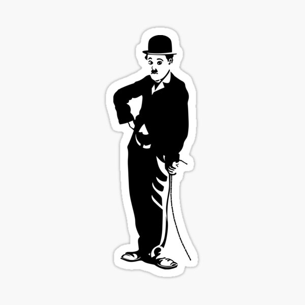 Pose famosa de Charlie Chaplin, diseño de póster, camisetas, impresiones, bolsos, hombres, mujeres, niños Pegatina