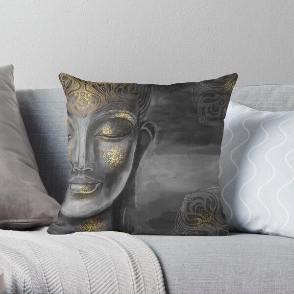 Buddha Gray Throw Pillow