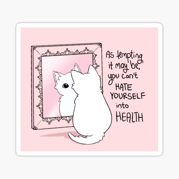 Item preview, "You Can't Hate Yourself into Health" Kitten in the Mirror designed and sold by thelatestkate.