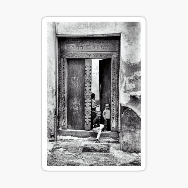 African Kids Playing - Stonetown Zanzibar 3609 Tanzania East Africa Sticker