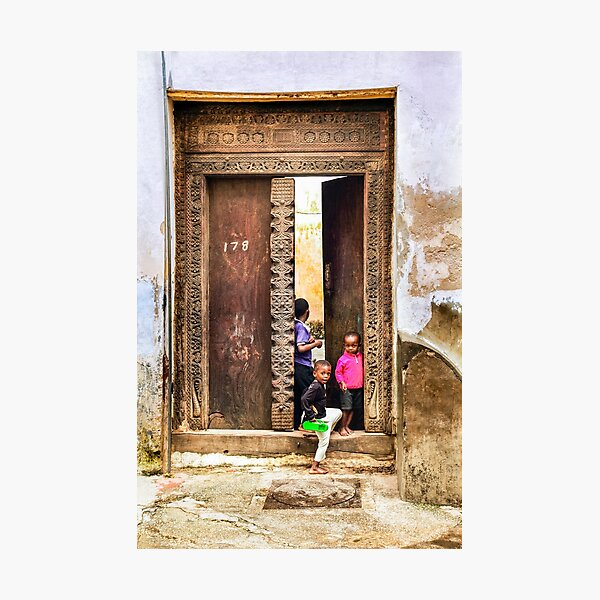 African Kids Playing in Stonetown Zanzibar 3609 Tanzania Photographic Print