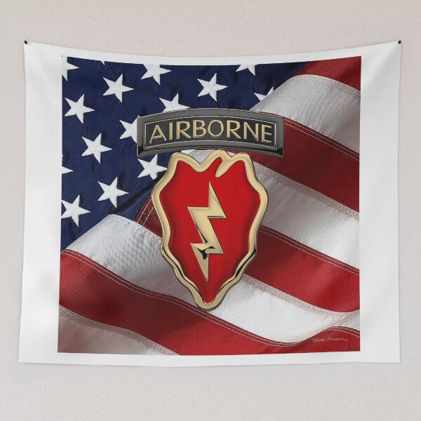 Item preview, 4th Brigade Combat Team 25th Infantry Division Airborne - 4th  I B C T  Insignia over American Flag designed and sold by Serge Averbukh Art Studio.