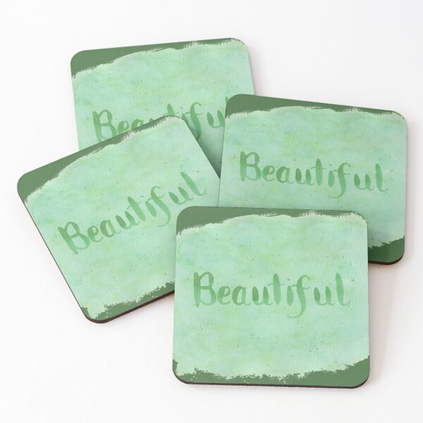 Item preview, Beautiful - written in Green Watercolor Brush Lettering on Green designed and sold by Karen McFarland.